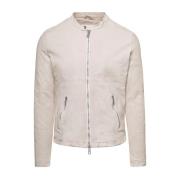 Biker Leren Jas Giorgio Brato , Beige , Heren