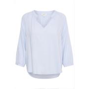 Stijlvolle Viscose Blouse met ¾ Mouwen en V-Hals Part Two , Blue , Dam...