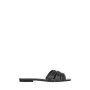 Zwarte vierkante sandalen met gevlochten bandjes Saint Laurent , Black...