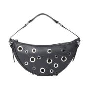 Kleine Leren Eyelet Schoudertas By FAR , Black , Dames