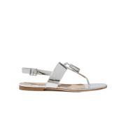 Emma Platte Leren Sandalen Scarosso , Gray , Dames