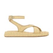 Tweekleurige raffia rosie 17 sandalen Gia Borghini , Beige , Dames