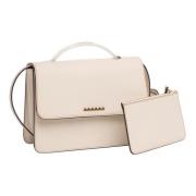 Panna Leren Handtas RUN OF , Beige , Dames