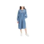 Denim Midi Dagjurk Second Dames , Blue , Dames