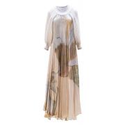 Lange bedrukte en geplooide viscose jurk Mes Demoiselles , Multicolor ...