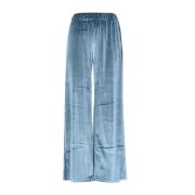 Velvet Jersey Ribbel Broek Pennyblack , Blue , Dames