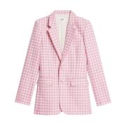 Geruite Single-Breasted Blazer Ami Paris , Pink , Dames