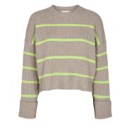 Row Stripe Box Crop O-Knit Sweater Co'Couture , Beige , Dames