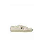 Cream Lace-Up Distressed Sneakers Saint Laurent , Beige , Dames