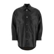 Oversized Martin Shirt van Zwart Synthetisch Leer Nanushka , Black , H...