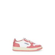 Vintage-geïnspireerde Wit Roze Lage Top Sneakers Autry , White , Dames