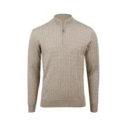 Beige Kabelgebreide Merino Half Zip Coltrui Stenströms , Beige , Heren