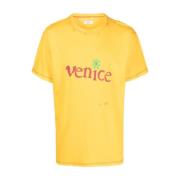 Gele Katoen en Linnen Blend T-shirt ERL , Yellow , Heren