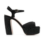 Zwarte Spike-Detail Hoge Sandalen Roberto Festa , Black , Dames