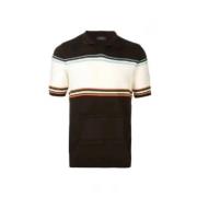 Gestreepte poloshirt met korte mouwen Roberto Collina , Black , Heren