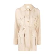 Beige Ceintuur Winterjas P.a.r.o.s.h. , Beige , Dames