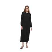 Bedrukte Zijden Midi Jurk Heartmade , Black , Dames