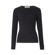 Ronde Hals Gebreide Trui, Noelle Sweater Busnel , Black , Dames