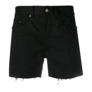 Zwarte Denim Korte Shorts Saint Laurent , Black , Dames