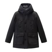 Arctic Parka Jas - Rechte Snit, Capuchon met Rits en Verborgen Label-D...