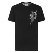 Zwarte Paisley Gotische Korte Mouw T-Shirts en Polos Philipp Plein , B...
