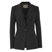 Elegante getailleerde jas met revers Kocca , Black , Dames