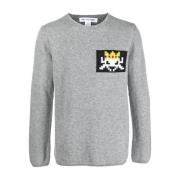 Intarsia-gebreide trui met ronde hals Comme des Garçons , Gray , Heren