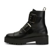 Ida Leren Biker Enkellaarzen Shoe the Bear , Black , Dames