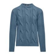 Heren Wollen Tricot Ronde Hals Pullover BomBoogie , Blue , Heren