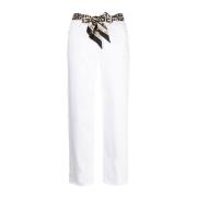 Witte Cropped Straight Jeans Elisabetta Franchi , White , Dames
