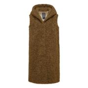 Sherpa Fleece Hooded Vest BomBoogie , Brown , Dames