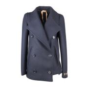 Double-Breasted Coats N21 , Blue , Dames