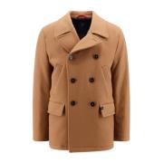 Wollen Peacoat met Padding Fay , Brown , Heren