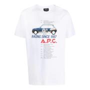 Witte Katoenen T-shirt met Voorprint A.p.c. , White , Heren
