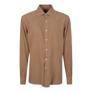 Casual Zijden Overhemd Z Zegna , Brown , Heren