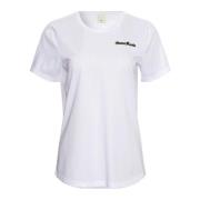 Klassiek T-shirt met handgemaakte kralenpatch Heartmade , White , Dame...