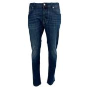 Donkerblauwe Bard Linen Slim-Fit Jeans Jacob Cohën , Blue , Heren