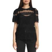 Tule en Kant Blouse Twinset , Black , Dames