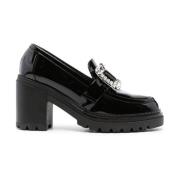 Zwarte leren loafers met kristalversiering Sergio Rossi , Black , Dame...