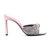 Rose Pink Crystal Mules Sergio Rossi , Gray , Dames