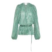 Smaragd Lurex Wrap Blouse Forte Forte , Green , Dames