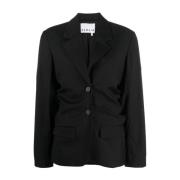 Zwarte Gedrapeerde Blazer met Knoopsluiting Remain Birger Christensen ...