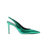 Groene Elaphe Slingback Pumps Scarosso , Green , Dames