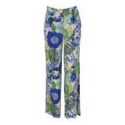 Bloemen Zijden Wijde Broek P.a.r.o.s.h. , Blue , Dames