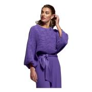 Elegante Gebreide Trui met Pofmouwen Moskada , Purple , Dames