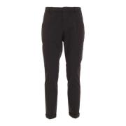 Zwarte Slim-fit Leren Broek Dondup , Black , Heren