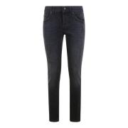 Slim Fit Jeans met Lage Taille Up168.Ds0255U Dondup , Black , Heren