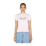 Geborduurd katoenen T-shirt Vetements , Pink , Dames