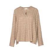 Gecontroleerde blouse Diega , Beige , Dames