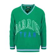 Groene trui met V-hals en jacquard-logo Barrow , Green , Heren